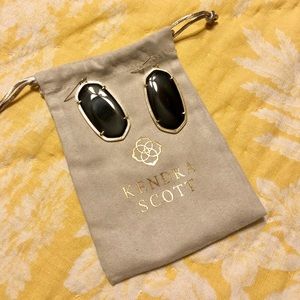 Danielle Gold Drop Earrings In Black Opaque Glass